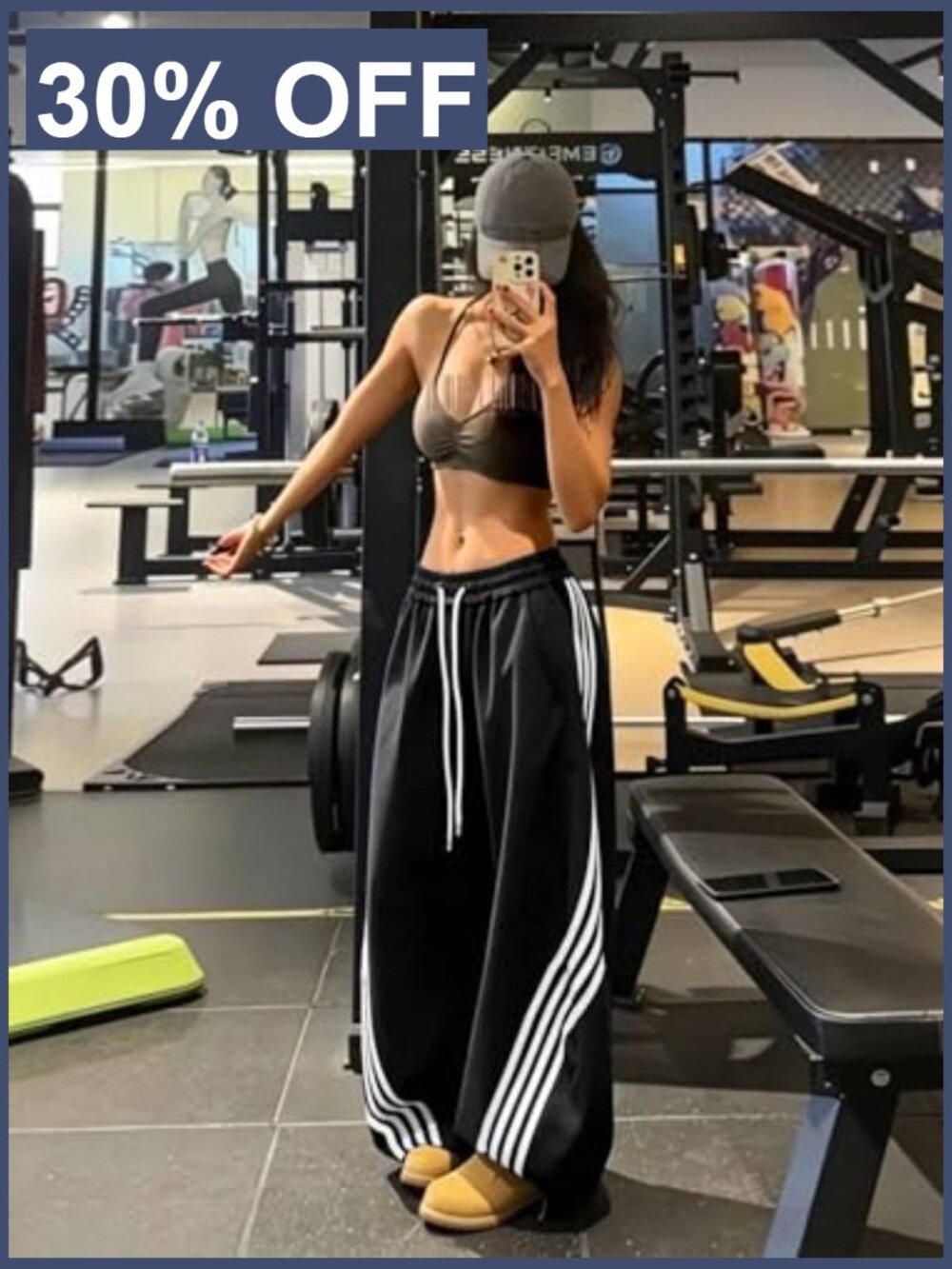 Y2K Striped Barrel Sweatpants Baggy High Waisted Wide Leg Joggers with - Picture 3 of 7